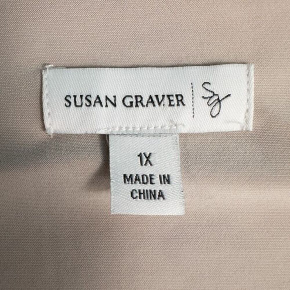 Susan Graver Liquid Knit Tiered 3/4 Sleeve Top Womens 1X Beige Stretch A220987 - Picture 3 of 16